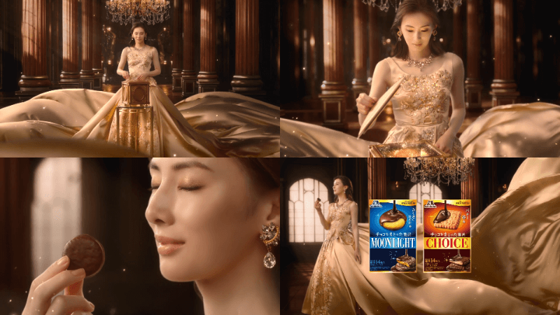 [Keiko Kitagawa] Morinaga Biscuits new commercial: “Gold Goddess” wearing a dress with a hem length of 4 meters [Luxury Biscuits] (2)
